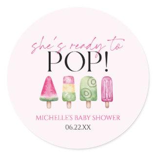 She's Ready To Pop! Popsicle Baby Shower Classic Round Sticker