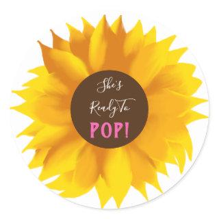 She's Ready To Pop Sunflower Stickers