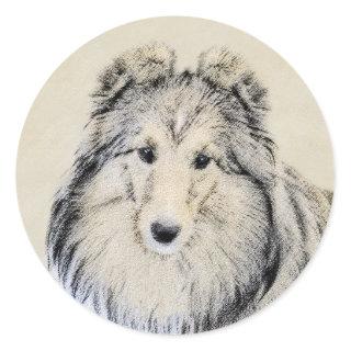 Shetland Sheepdog Painting - Cute Original Dog Art Classic Round Sticker
