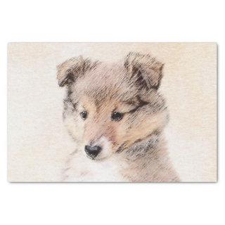 Shetland Sheepdog Puppy Painting Original Dog Art Tissue Paper