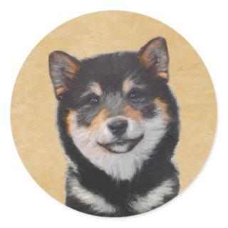Shiba Inu (Black and Tan) Painting - Dog Art Classic Round Sticker