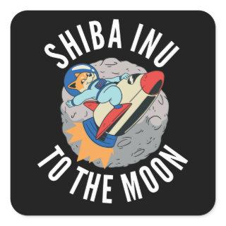 Shiba Inu Coin To The Moon Rocket Hodl Square Sticker