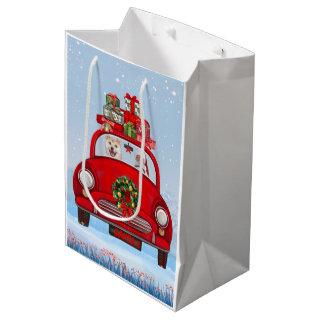 Shiba Inu Dog In Car With Santa Claus Medium Gift Bag