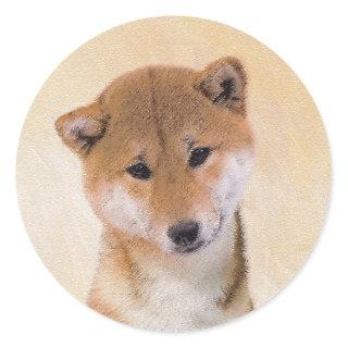 Shiba Inu (Red) Painting - Original Dog Art Classic Round Sticker