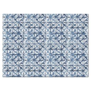 Shibori Asian X Pattern Blue and White Watercolor  Tissue Paper