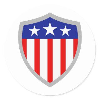 Shield of American Flag Classic Round Sticker