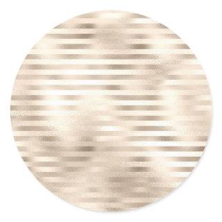 Shimmering Bronze Ruled Template, Faux Texture Classic Round Sticker