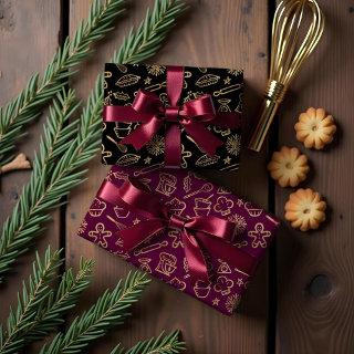 Shimmering Gold Festive Christmas Baking Pattern  Sheets