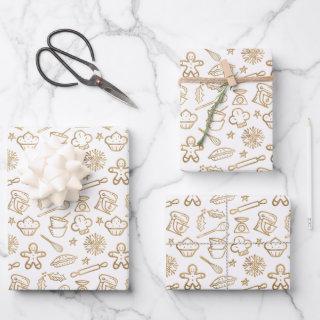 Shimmering Gold Festive Christmas Baking Pattern  Sheets