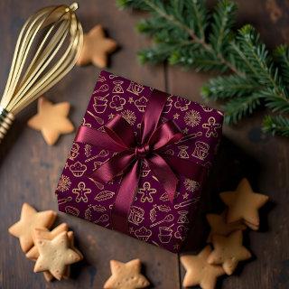 Shimmering Gold & Red Christmas Baking Pattern