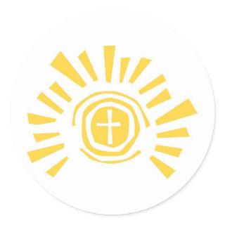 Shining Sun with Cross Cut Out Classic Round Sticker