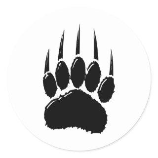Shiny Black Bear Paw Print  Classic Round Sticker