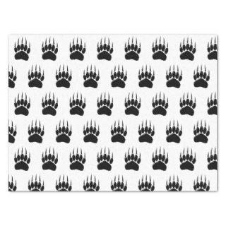Shiny Black Bear Paw Print Tissue Paper