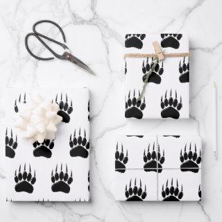 Shiny Black Bear Paw Print  Sheets
