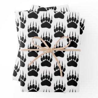 Shiny Black Bear Paw Print  Sheets