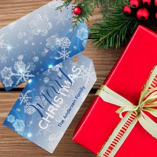 Shiny Blue Winter Wonderland Crystal Snowflakes Gift Tags