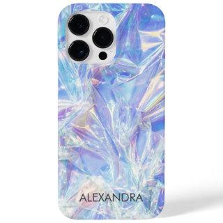 Shiny Crumpled Foil Iridescent Wrap Custom Name Case-Mate iPhone 14 Pro Max Case