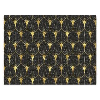 Shiny Gold Art Deco Pattern On Black Tissue Paper