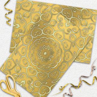 Shiny Ornate Oriental Arabesque Faux Gold Foil Tissue Paper