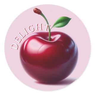 Shiny Red Cherry Delight  Classic Round Sticker