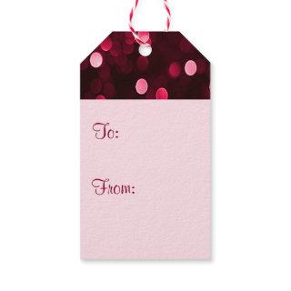 Shiny Red Christmas Lights Bokeh Merry Christmas Gift Tags