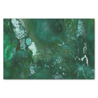 Shiny Silver and Green Malachite Emerald Marble Tissue Paper