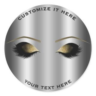 Shiny Silver Gold Makeup Eyelashes Glam Custom Classic Round Sticker