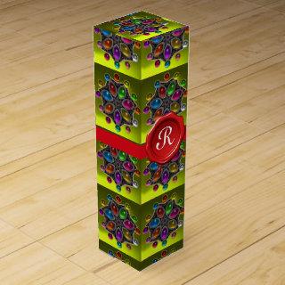 SHINY STAR,COLORFUL GEMS AND RED WAX SEAL MONOGRAM WINE BOX