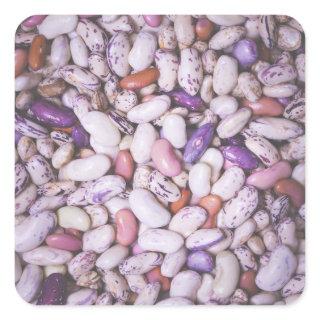 Shiny white and purple cool beans square sticker