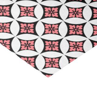 Shippo with Flower Motif, Black, White and Pink Tissue Paper