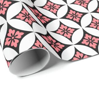 Shippo with Flower Motif, Black, White and Pink