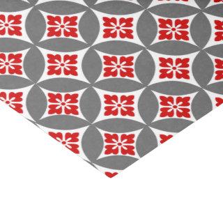 Shippo with Flower Motif, Red, White and Gray Tissue Paper