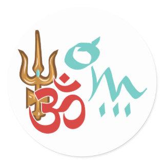 Shiva Trishula OM Classic Round Sticker