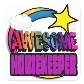 Shooting Star Rainbow Awesome Housekeeper Square Sticker