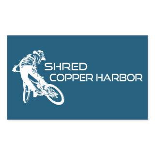 Shred Copper Harbor Michigan Mountain Biking Rectangular Sticker