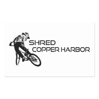Shred Copper Harbor Michigan Mountain Biking Rectangular Sticker