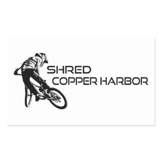 Shred Copper Harbor Michigan Mountain Biking Rectangular Sticker