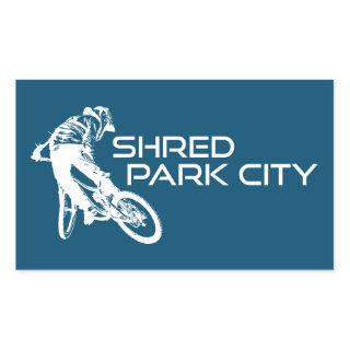 Shred Park City Utah Mountain Biking Rectangular Sticker