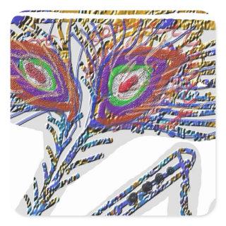 Shri KRISHNA : FLUTE, Peacock Feather, Makhan Square Sticker