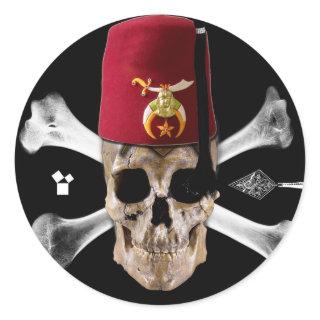Shriner Masonic  Skull and Bones with Fez Classic Round Sticker