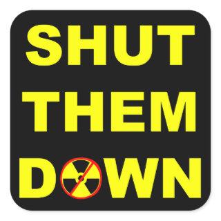 Shut Them Down Anti-Nuclear Slogan Sticker