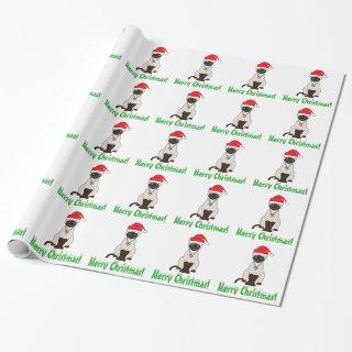 Siamese Cat at Christmas with Santa Hat