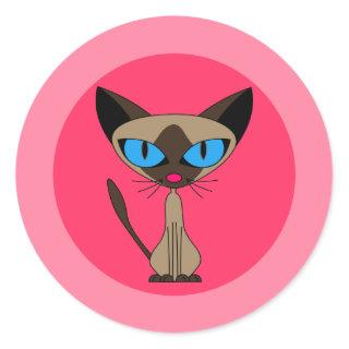 Siamese Cat, Pink Stickers