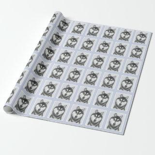 Siberian Husky (Black and White) Painting Dog Art