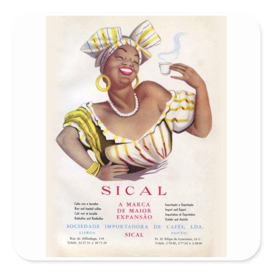 Sical Coffee - Vintage Coffee Ad Square Sticker