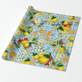 Sicilian lemon and vintage tiles pattern