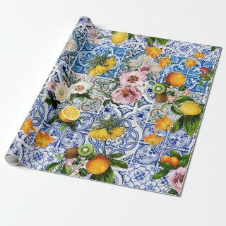 Sicilian style tiles with flowers and lemon