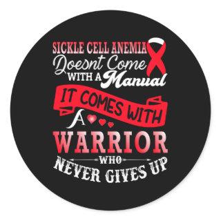 Sickle Cell Anemia Awareness Support Warrior Red R Classic Round Sticker