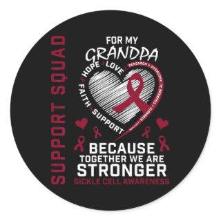 Sickle Cell Awareness Shirt Grandpa Support Group  Classic Round Sticker