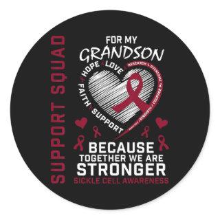 Sickle Cell Awareness Shirt Grandson Support Group Classic Round Sticker